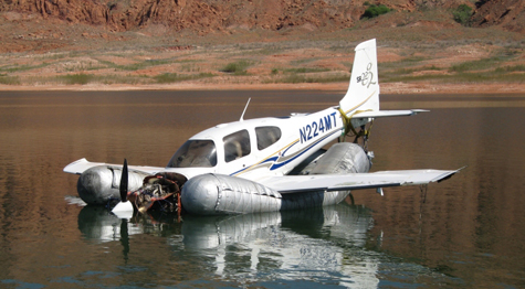 Wrecked aircraft at Lake Powell.